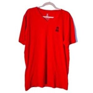 PSYCHO BUNNY MENS RED VNECK LOGO PIMA COTTON SHIRT MENS L